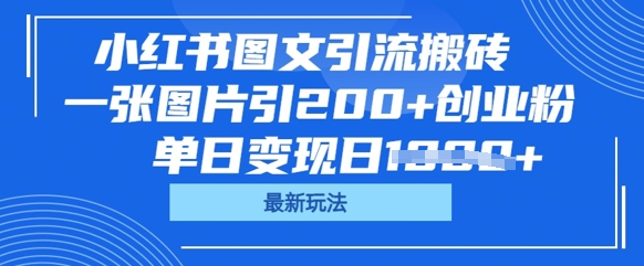 小红书图文引流搬砖,一张图片引200+创业粉,单日变现日数张-老鹰博客