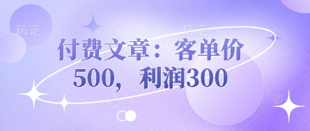 付费文章:客单价500,利润300-老鹰博客