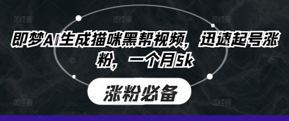 即梦AI生成猫咪黑帮视频，迅速起号涨粉，一个月5k-老鹰博客