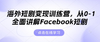 海外短剧变现训练营，从0-1全面讲解Facebook短剧-老鹰博客
