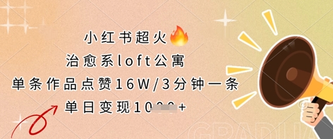 小红书超火的治愈系loft公寓,单条作品点赞16W,3分钟一条,单日变现数张-老鹰博客