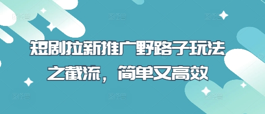 短剧拉新推广野路子玩法之截流,简单又高效-老鹰博客