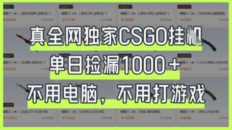 真全网独家CSGO挂G,单日捡漏1k+【揭秘】-老鹰博客
